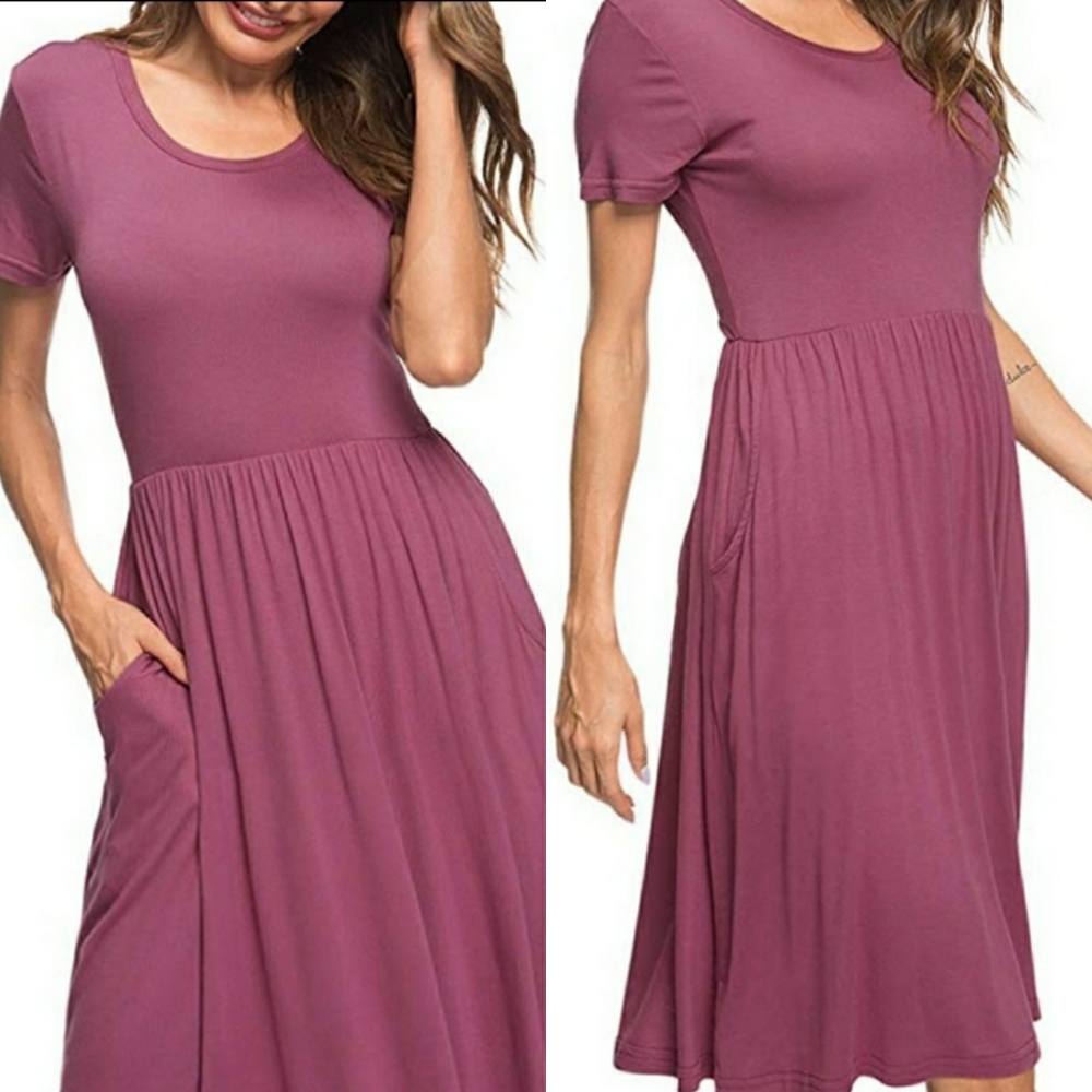 Empire Waist Pleated Swing Dress Sz. L
